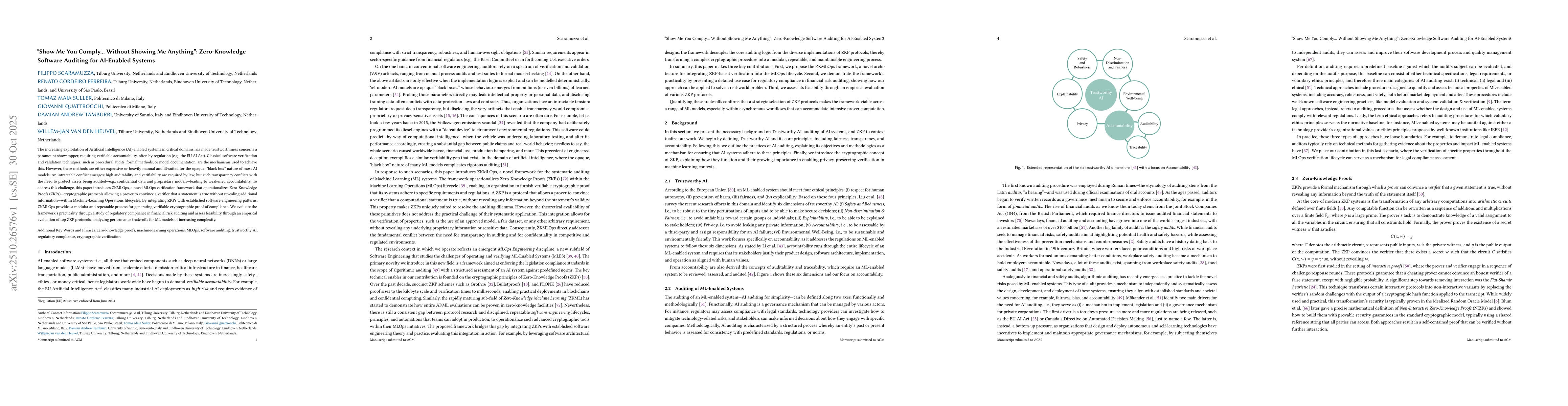 Thumbnail for "Show Me You Comply... Without Showing Me Anything": Zero-Knowledge
  Software Auditing for AI-Enabled Systems