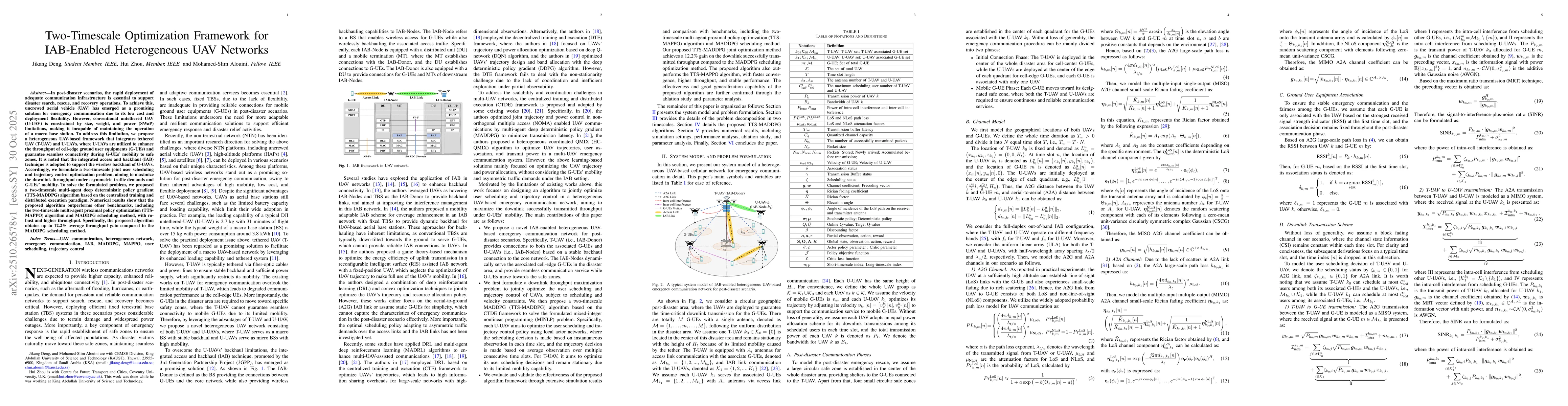 Thumbnail for Two-Timescale Optimization Framework for IAB-Enabled Heterogeneous UAV
  Networks