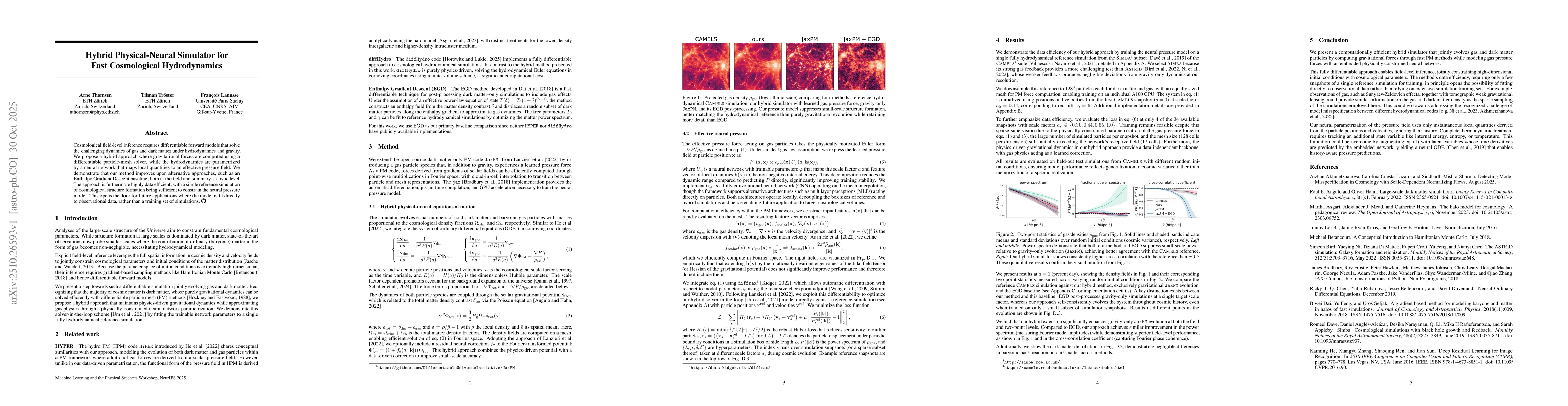 Thumbnail for Hybrid Physical-Neural Simulator for Fast Cosmological Hydrodynamics