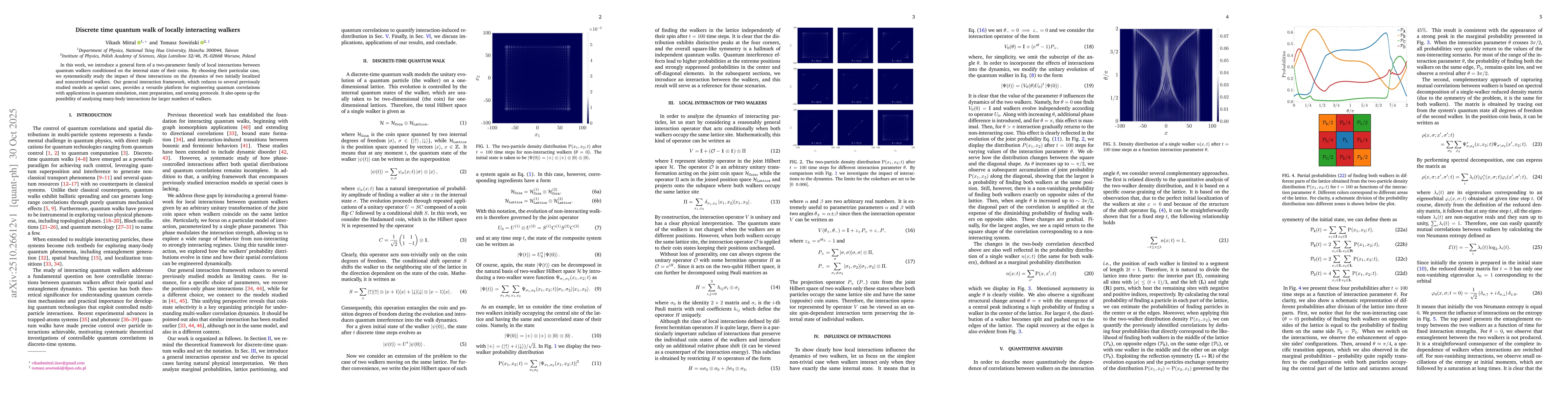 Thumbnail for Discrete time quantum walk of locally interacting walkers