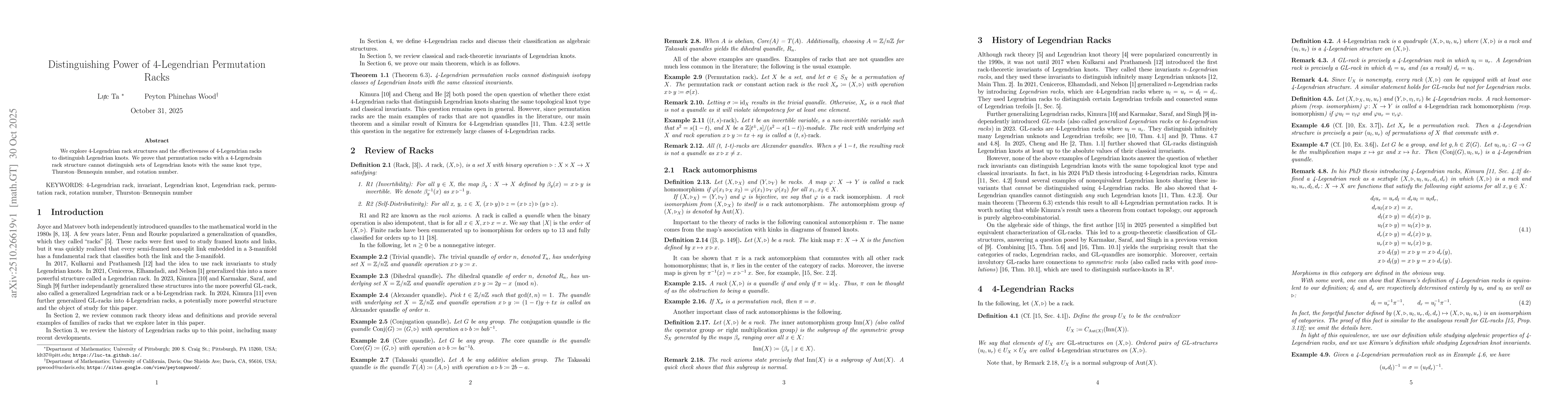 Thumbnail for Distinguishing Power of 4-Legendrian Permutation Racks
