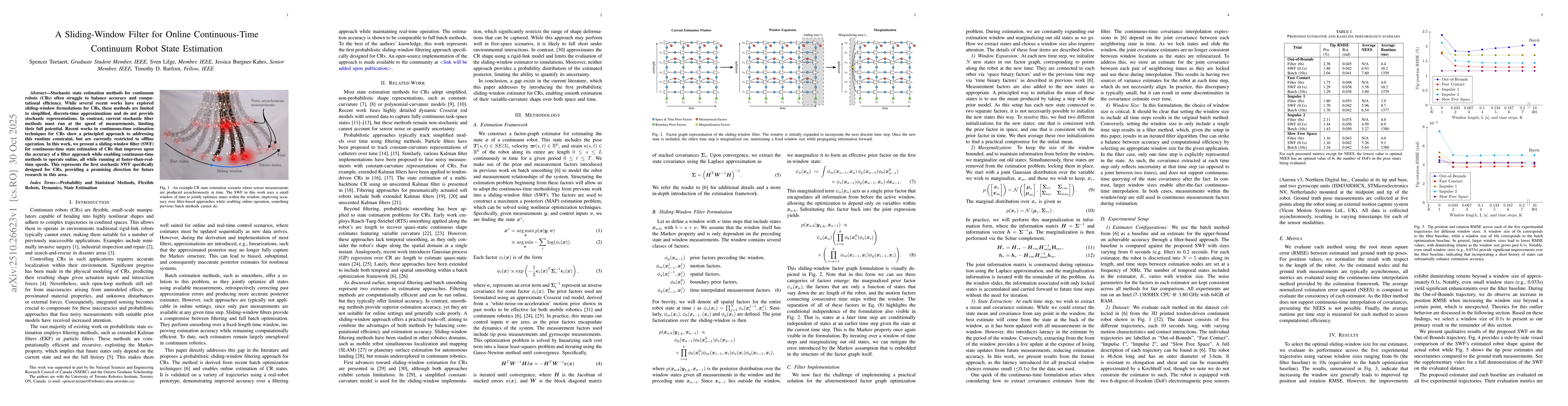 Thumbnail for A Sliding-Window Filter for Online Continuous-Time Continuum Robot State
  Estimation