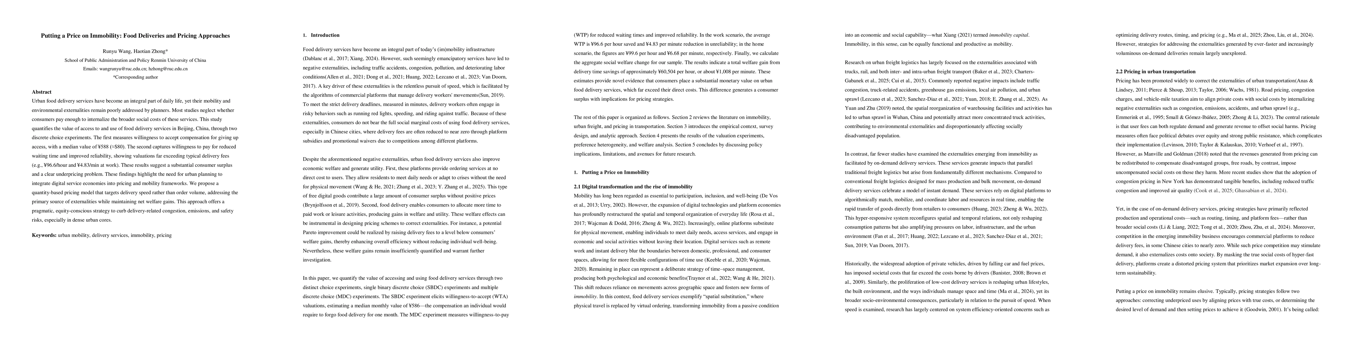 Thumbnail for Putting a Price on Immobility: Food Deliveries and Pricing Approaches