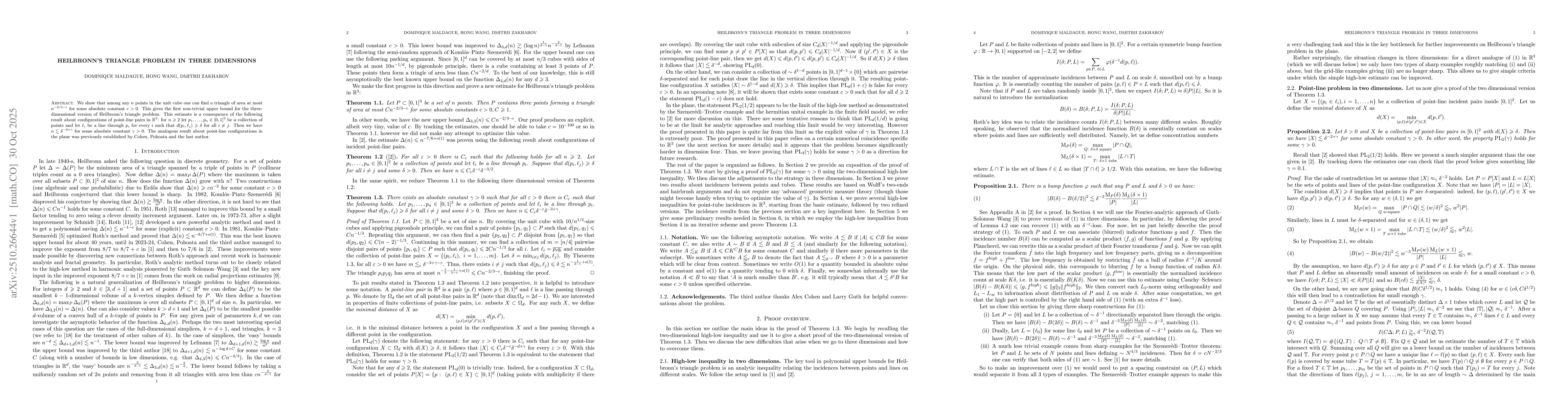 Thumbnail for Heilbronn's triangle problem in three dimensions