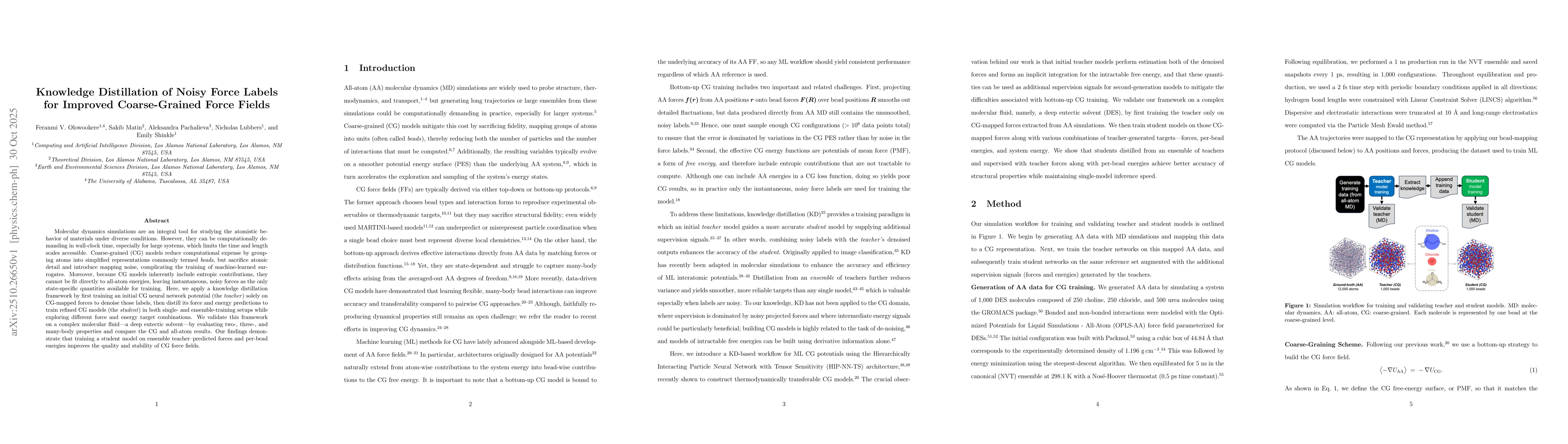 Thumbnail for Knowledge Distillation of Noisy Force Labels for Improved Coarse-Grained
  Force Fields