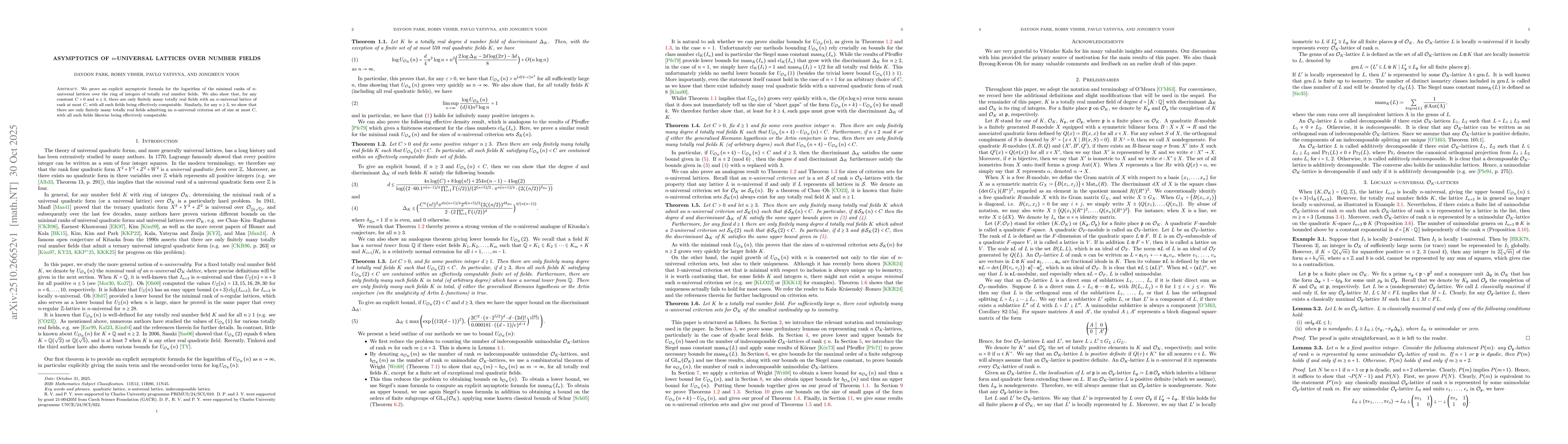 Thumbnail for Asymptotics of $n$-universal lattices over number fields