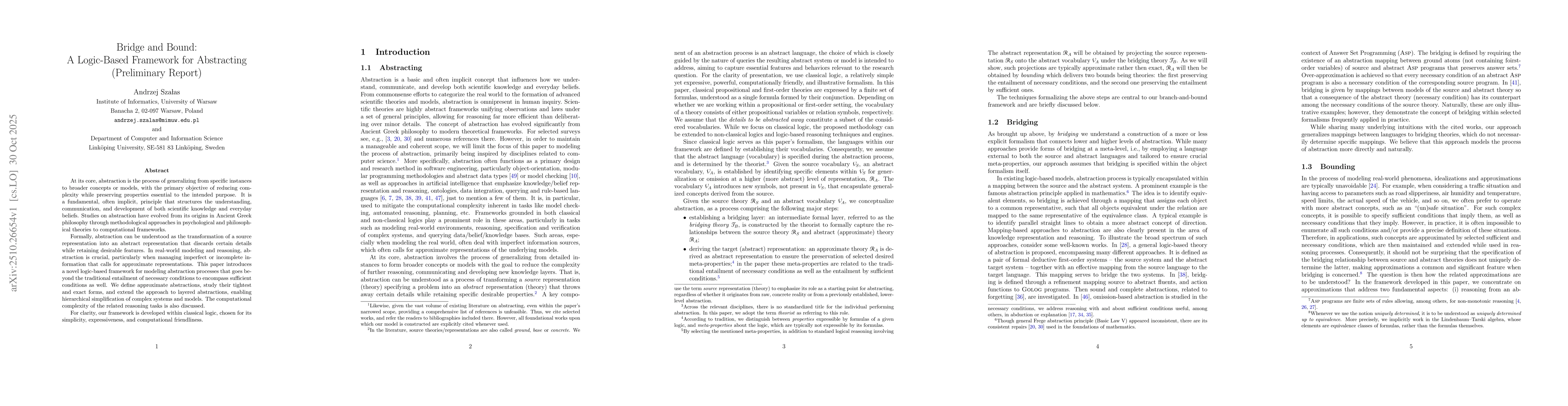 Thumbnail for Bridge and Bound: A Logic-Based Framework for Abstracting (Preliminary
  Report)