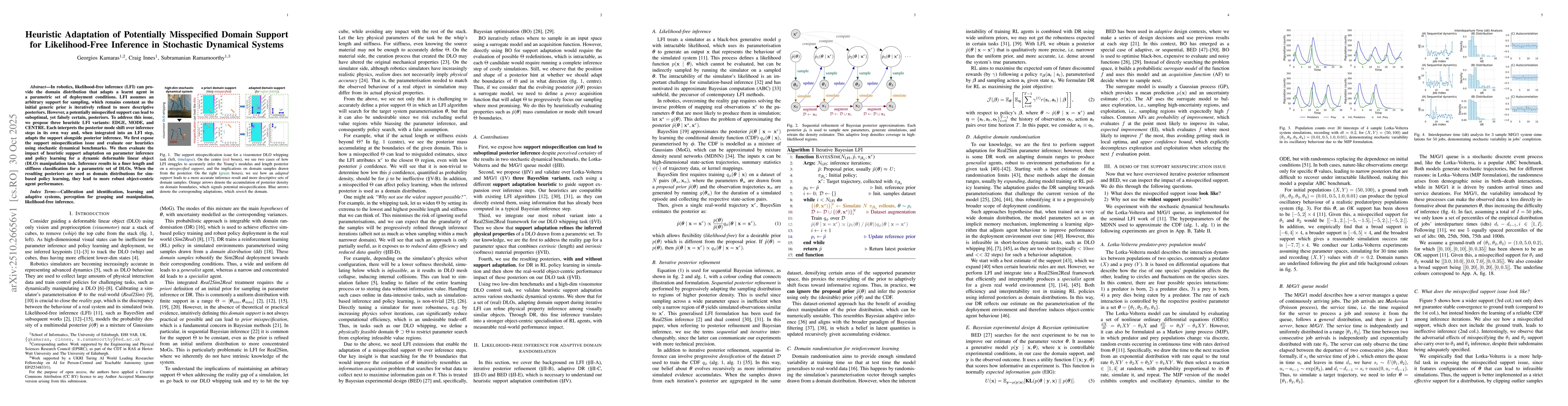 Thumbnail for Heuristic Adaptation of Potentially Misspecified Domain Support for
  Likelihood-Free Inference in Stochastic Dynamical Systems