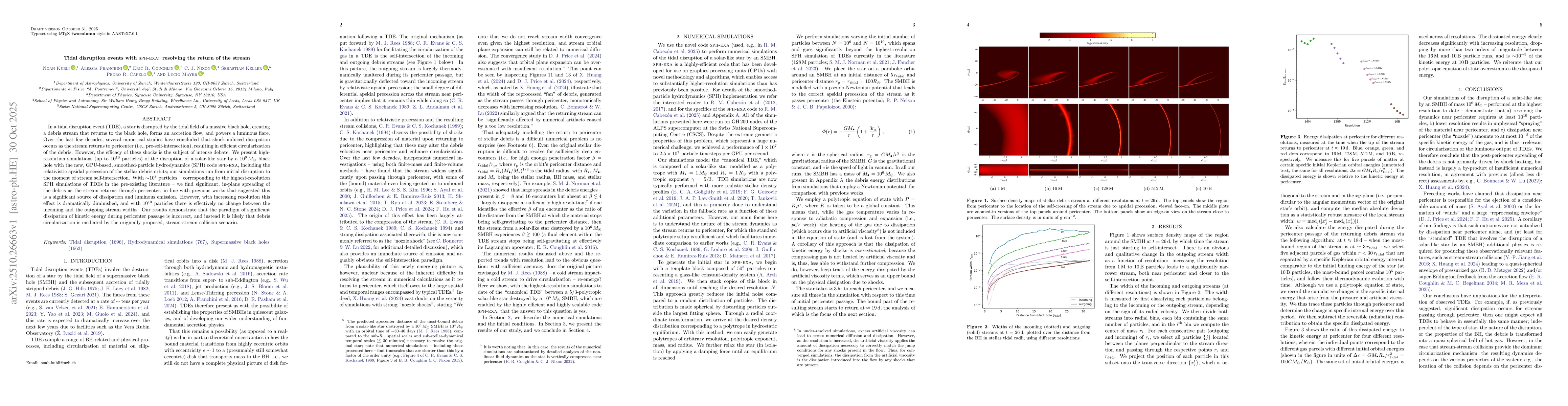 Thumbnail for Tidal disruption events with SPH-EXA: resolving the return of the stream