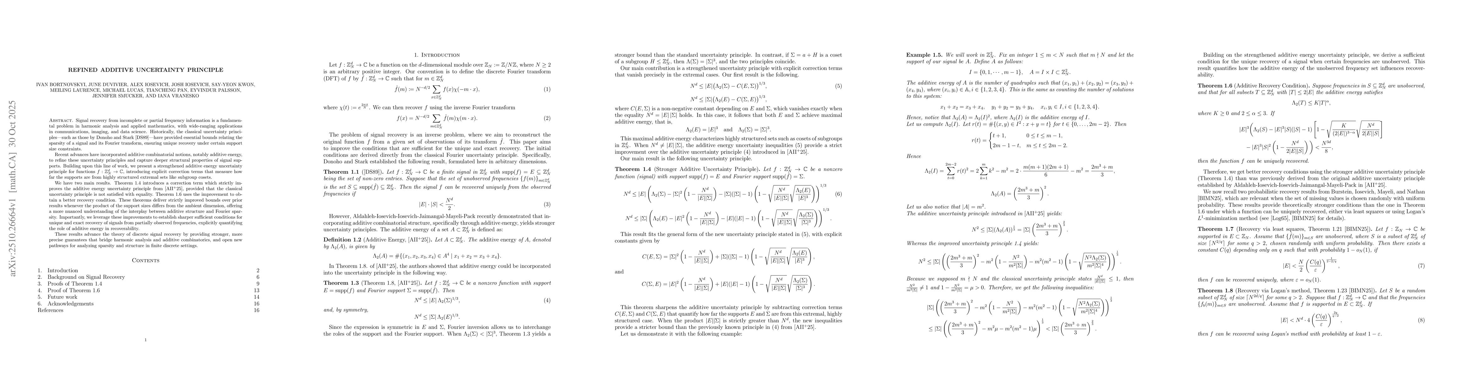 Thumbnail for Refined additive uncertainty principle