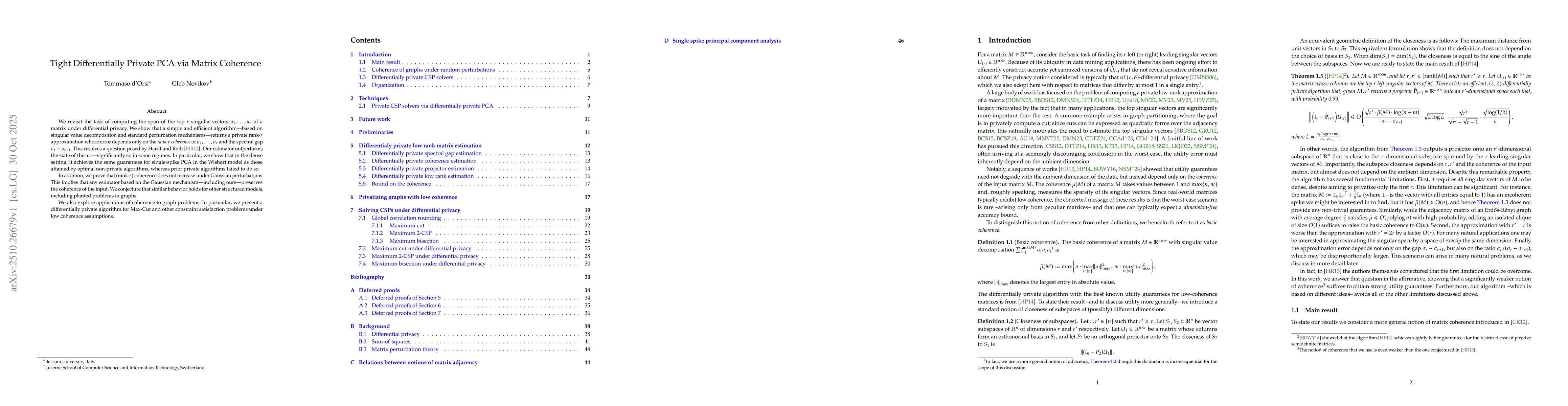 Thumbnail for Tight Differentially Private PCA via Matrix Coherence