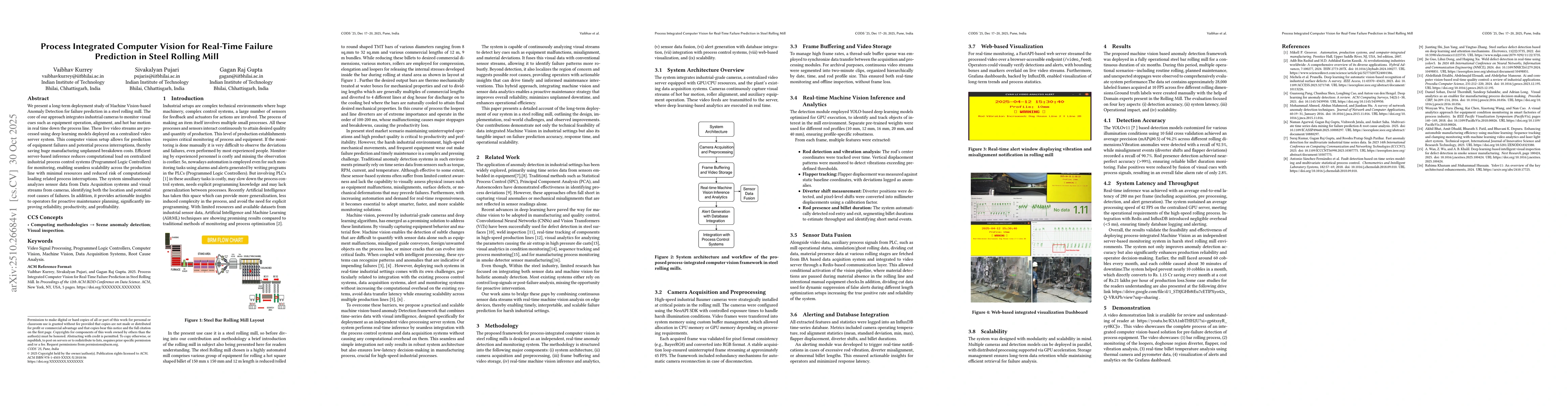 Thumbnail for Process Integrated Computer Vision for Real-Time Failure Prediction in
  Steel Rolling Mill