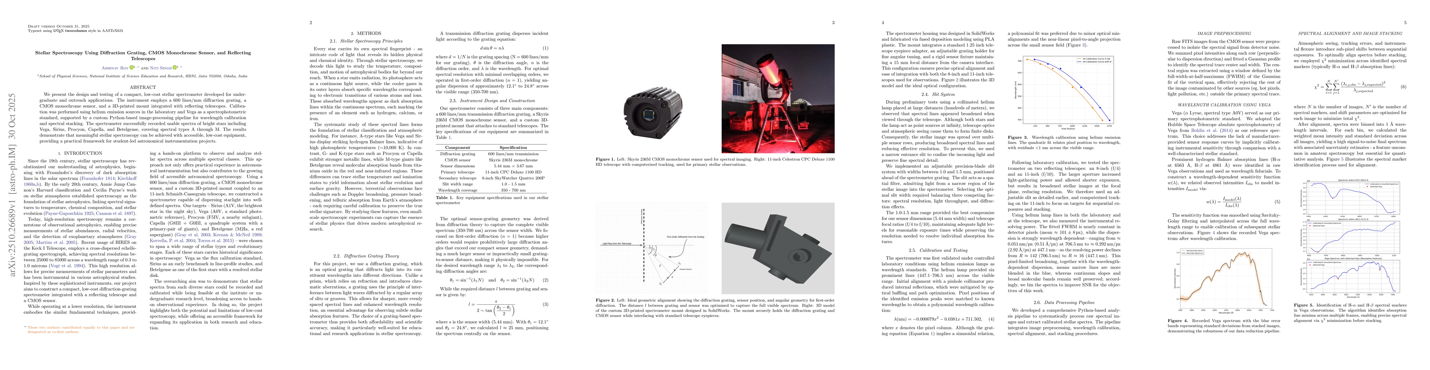 Thumbnail for Stellar Spectroscopy Using Diffraction Grating, CMOS Monochrome Sensor,
  and Reflecting Telescopes