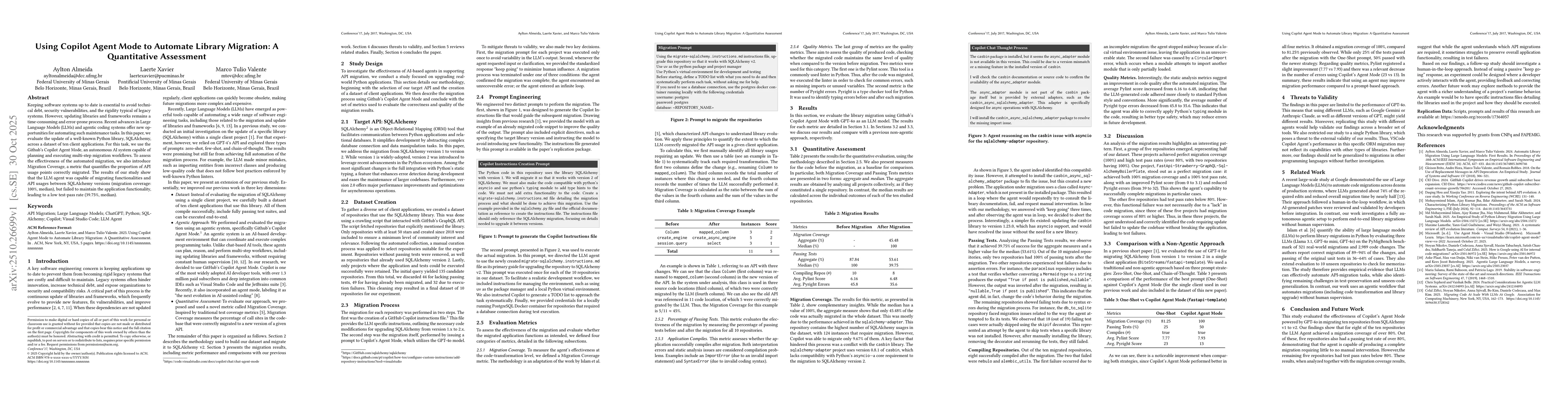 Thumbnail for Using Copilot Agent Mode to Automate Library Migration: A Quantitative
  Assessment