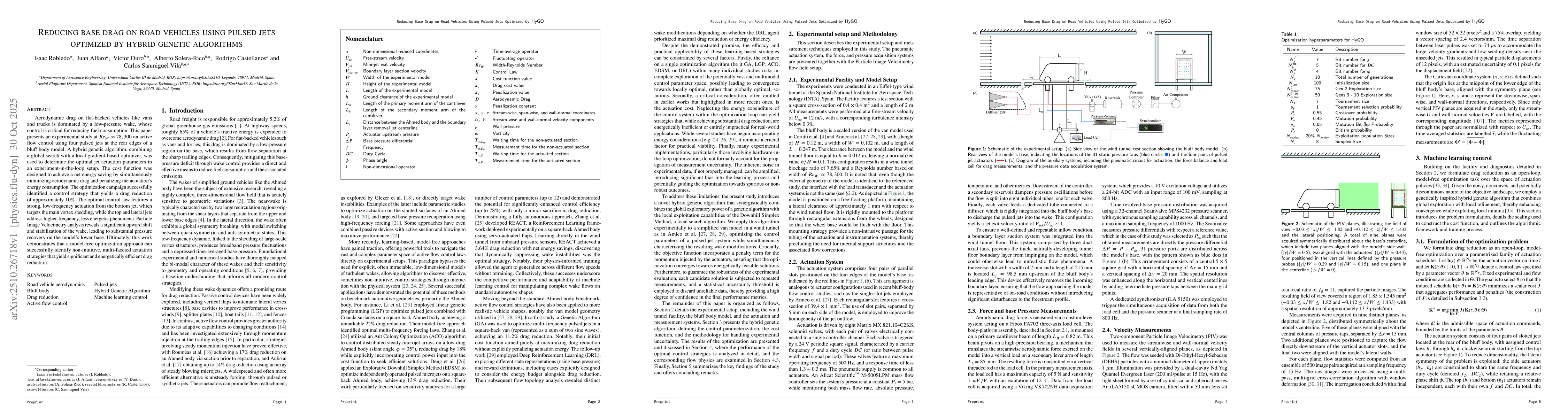 Thumbnail for Reducing base drag on road vehicles using pulsed jets optimized by
  hybrid genetic algorithms