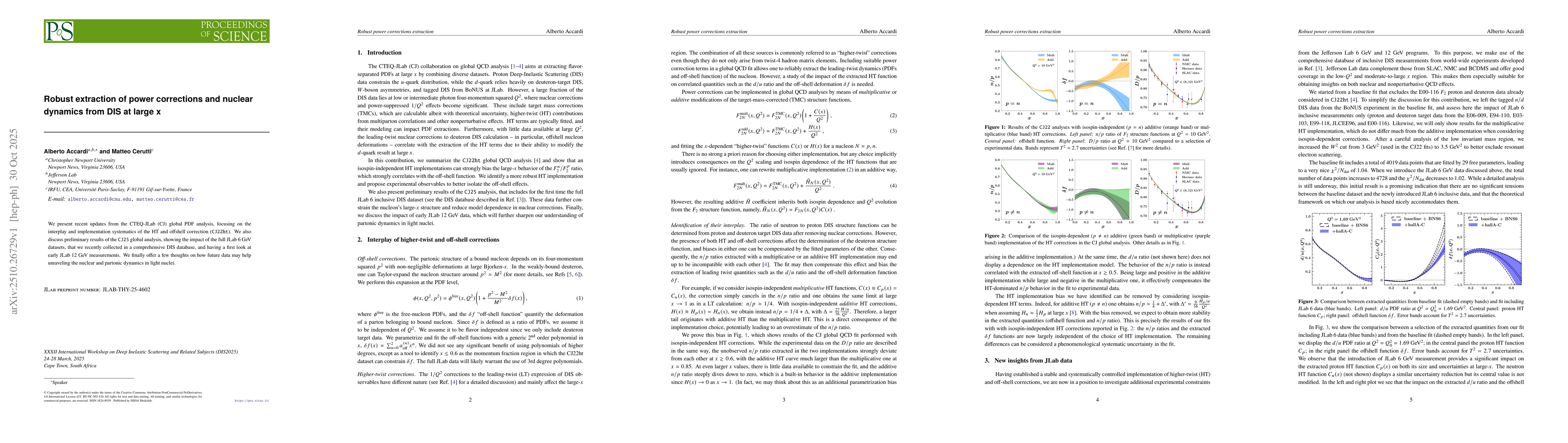 Thumbnail for Robust extraction of power corrections and nuclear dynamics from DIS at
  large $x$