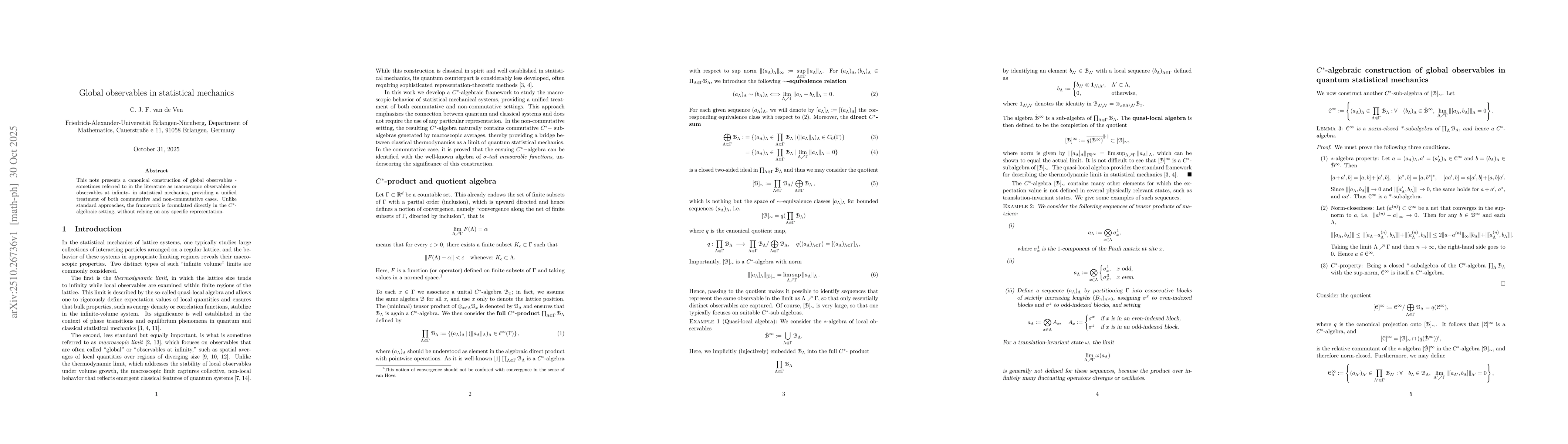 Thumbnail for Global observables in statistical mechanics
