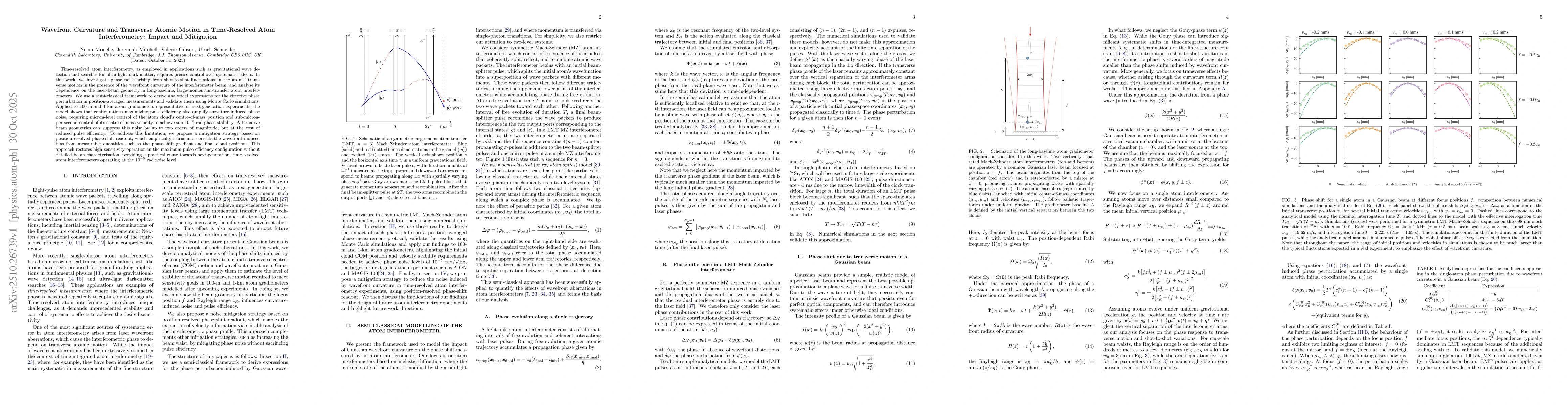 Thumbnail for Wavefront Curvature and Transverse Atomic Motion in Time-Resolved Atom
  Interferometry: Impact and Mitigation