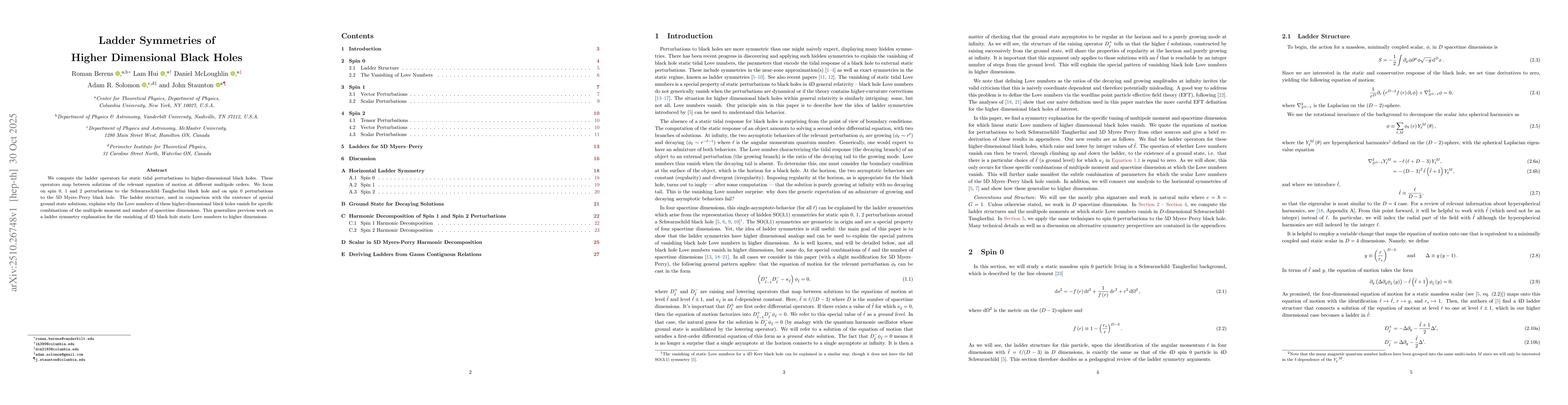 Thumbnail for Ladder Symmetries of Higher Dimensional Black Holes