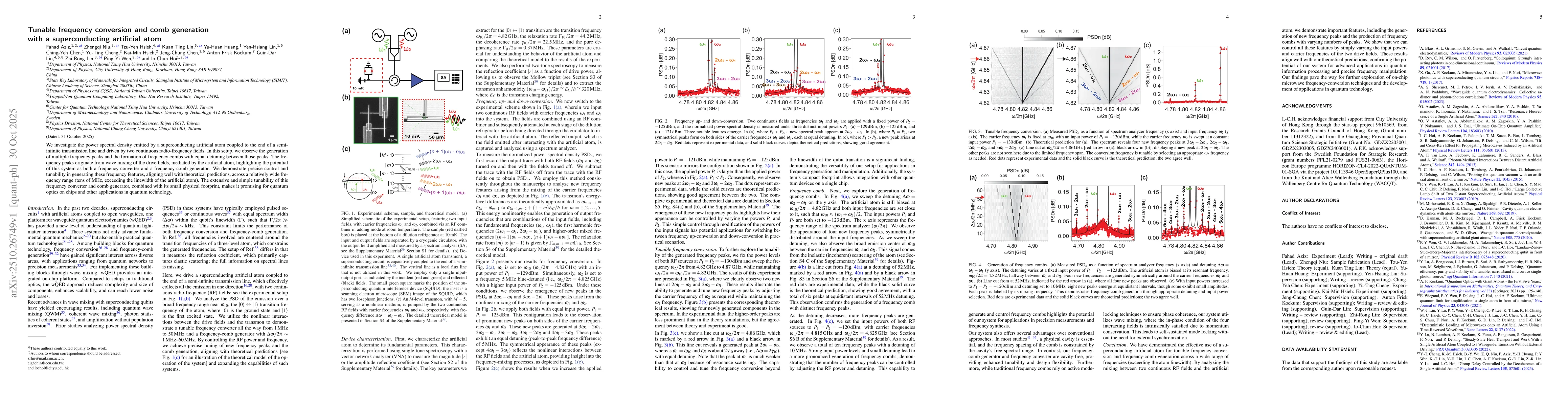 Thumbnail for Tunable frequency conversion and comb generation with a superconducting
  artificial atom