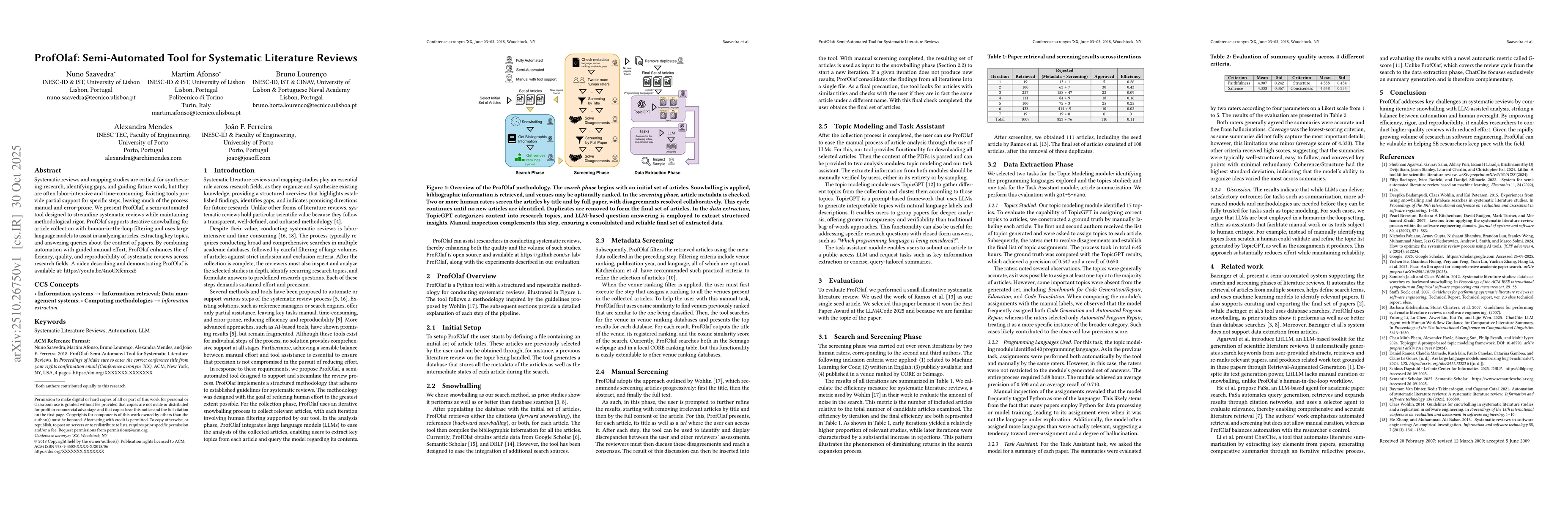 Thumbnail for ProfOlaf: Semi-Automated Tool for Systematic Literature Reviews