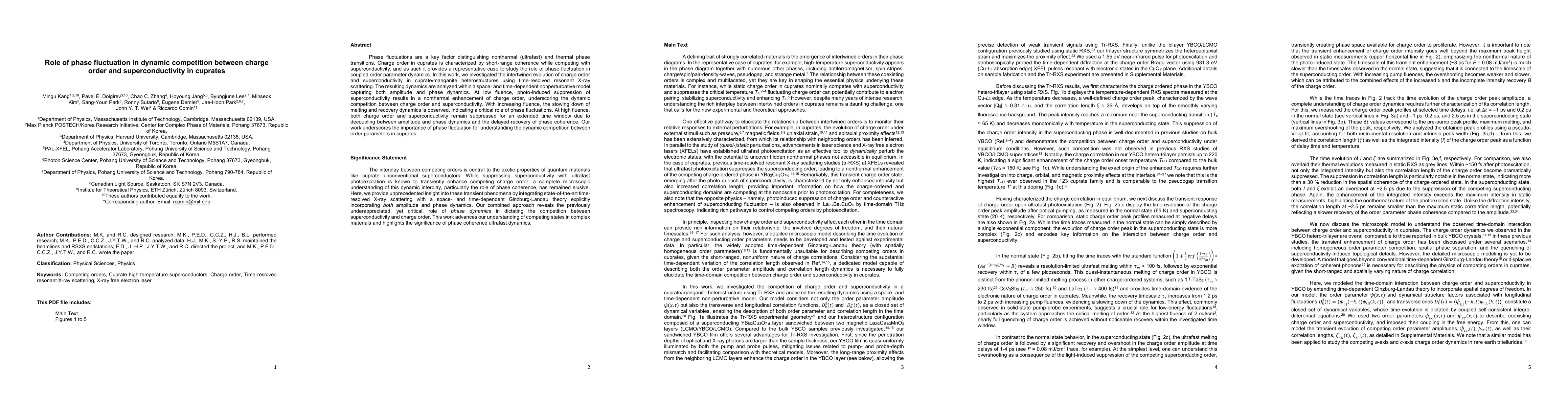Thumbnail for Role of Phase Fluctuation in Dynamic Competition Between Charge Order
  and Superconductivity in Cuprates