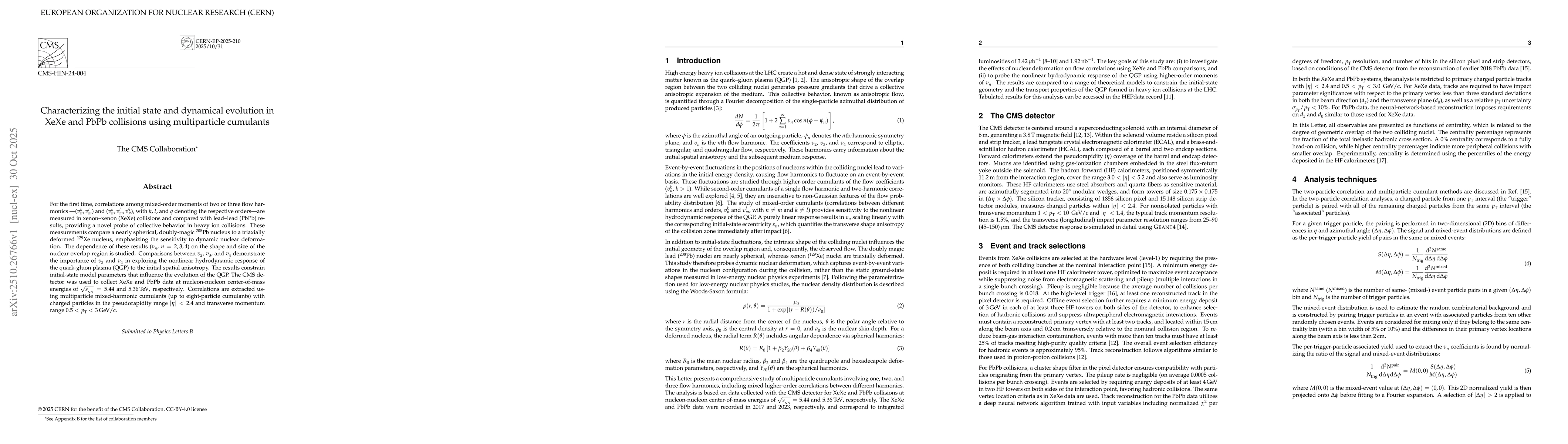 Thumbnail for Characterizing the initial state and dynamical evolution in XeXe and
  PbPb collisions using multiparticle cumulants