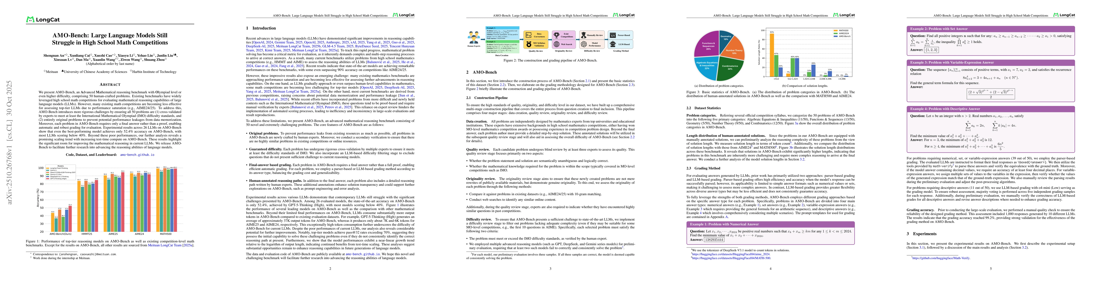 Thumbnail for AMO-Bench: Large Language Models Still Struggle in High School Math
  Competitions
