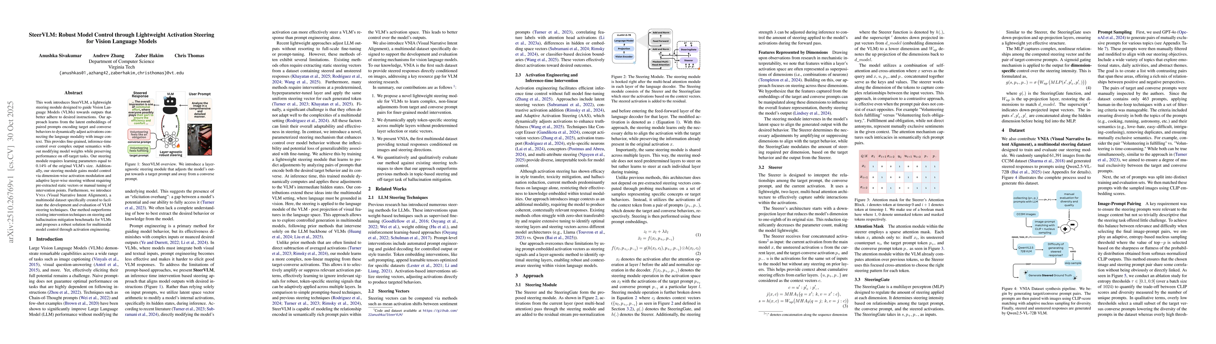 Thumbnail for SteerVLM: Robust Model Control through Lightweight Activation Steering
  for Vision Language Models