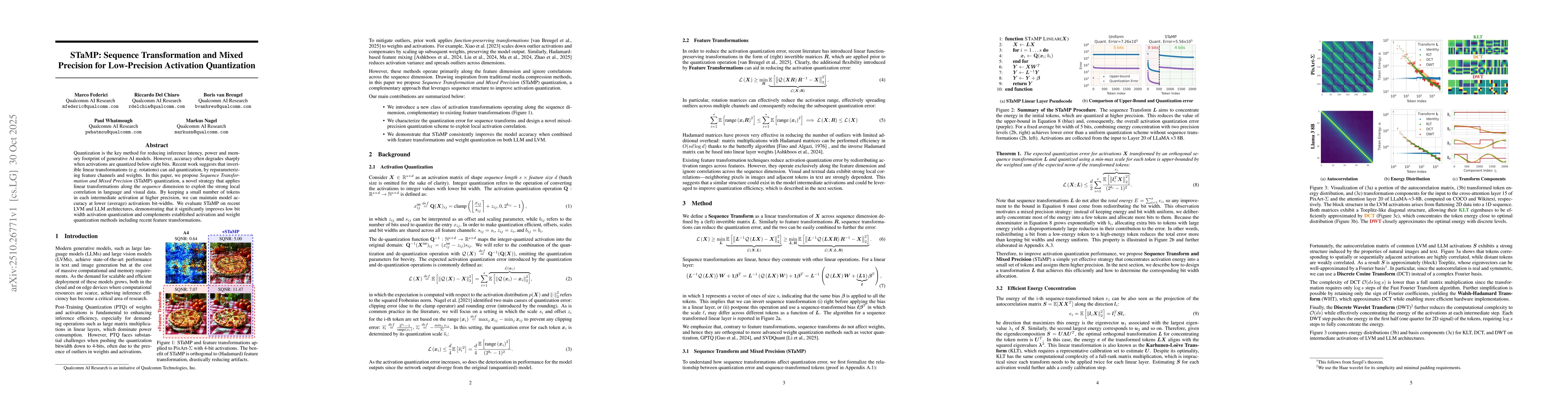 Thumbnail for STaMP: Sequence Transformation and Mixed Precision for Low-Precision
  Activation Quantization
