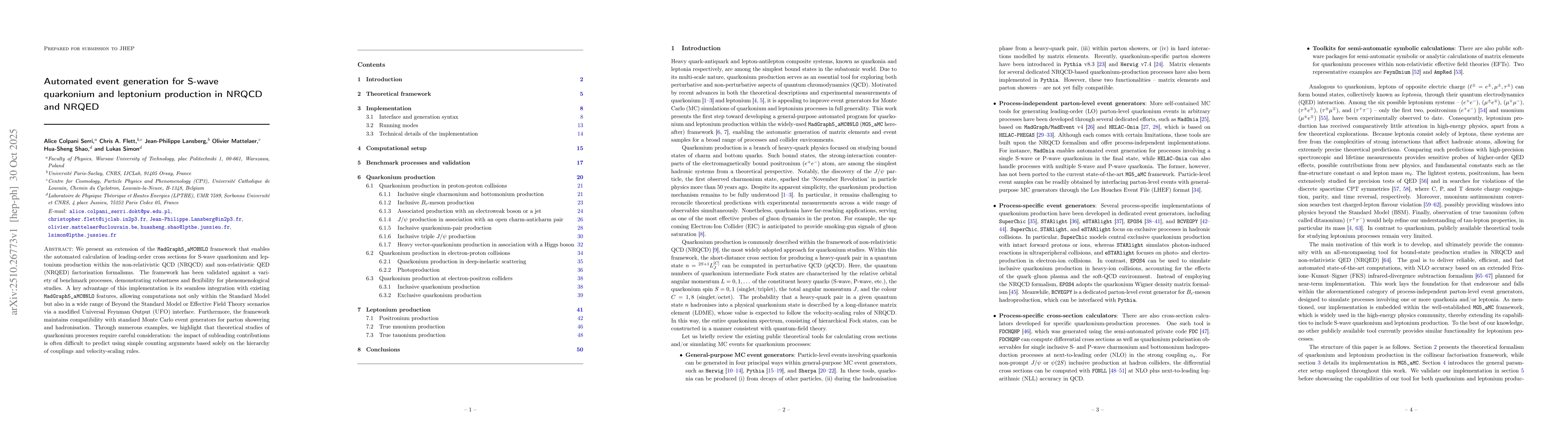 Thumbnail for Automated event generation for S-wave quarkonium and leptonium
  production in NRQCD and NRQED