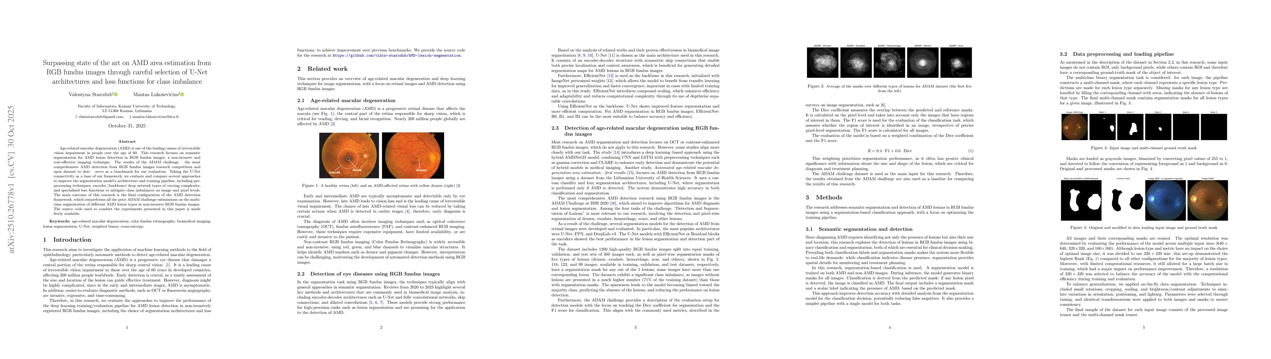 Thumbnail for Surpassing state of the art on AMD area estimation from RGB fundus
  images through careful selection of U-Net architectures and loss functions
  for class imbalance