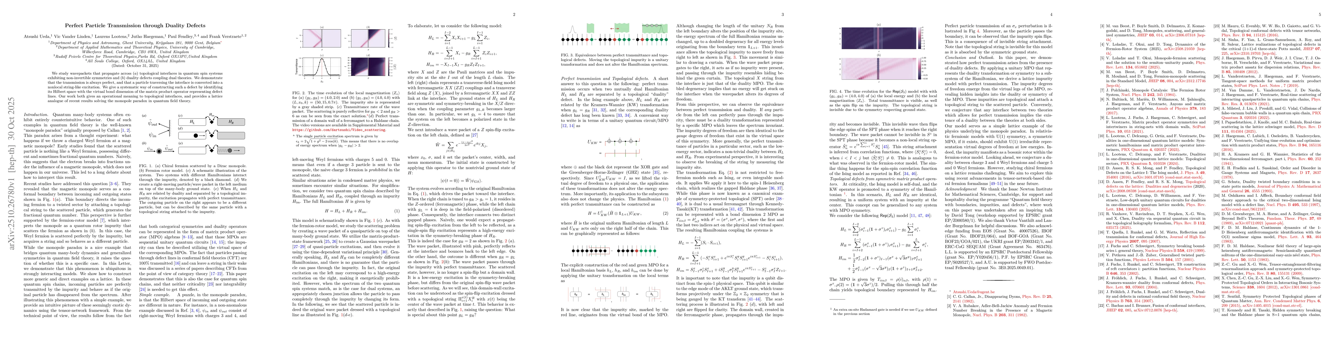 Thumbnail for Perfect Particle Transmission through Duality Defects