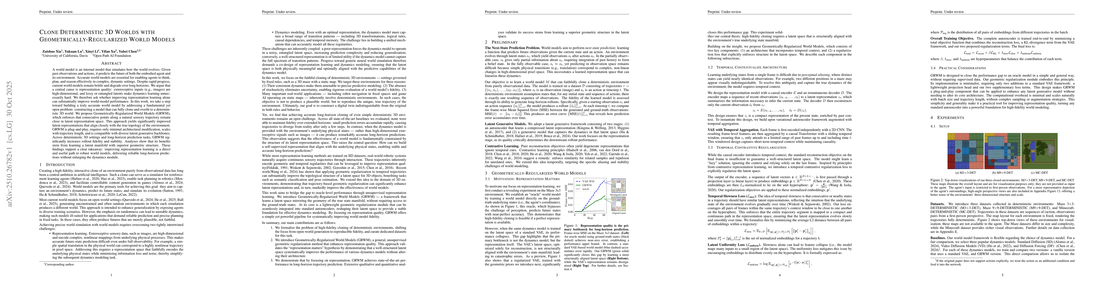 Thumbnail for Clone Deterministic 3D Worlds with Geometrically-Regularized World
  Models