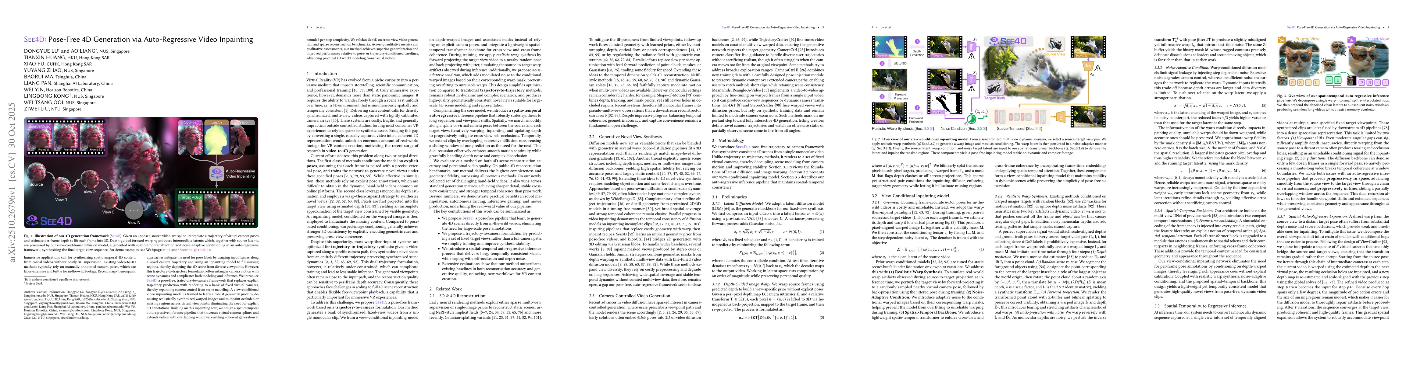 Thumbnail for SEE4D: Pose-Free 4D Generation via Auto-Regressive Video Inpainting