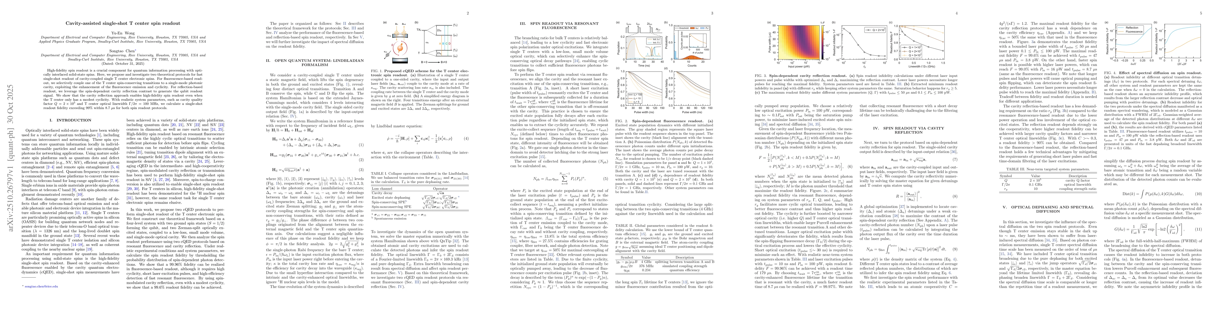 Thumbnail for Cavity-assisted single-shot T center spin readout