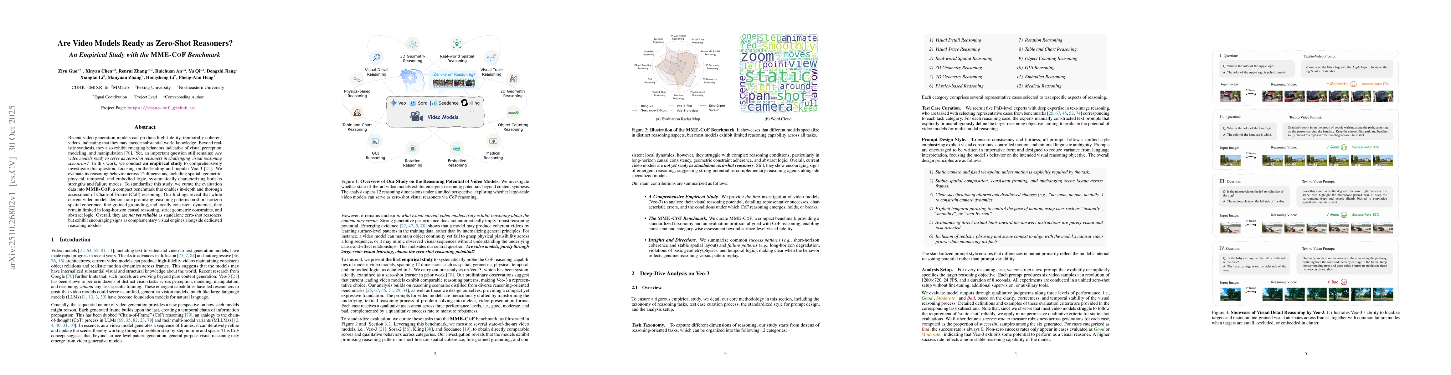 Thumbnail for Are Video Models Ready as Zero-Shot Reasoners? An Empirical Study with
  the MME-CoF Benchmark