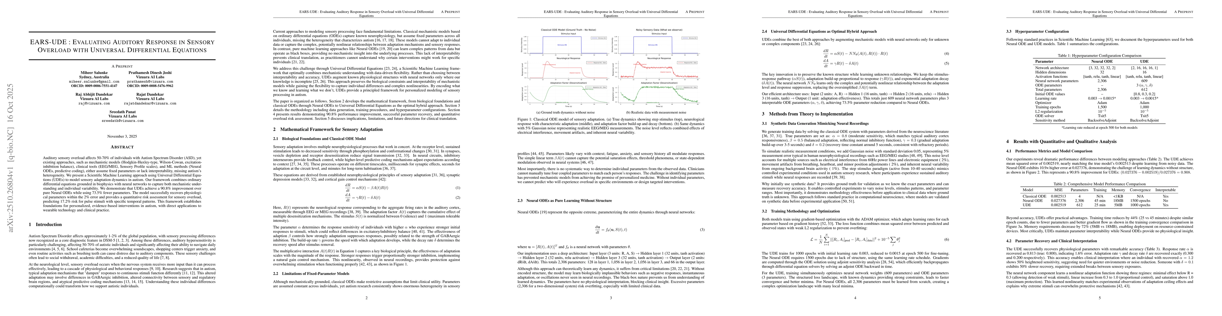 Thumbnail for EARS-UDE: Evaluating Auditory Response in Sensory Overload with
  Universal Differential Equations
