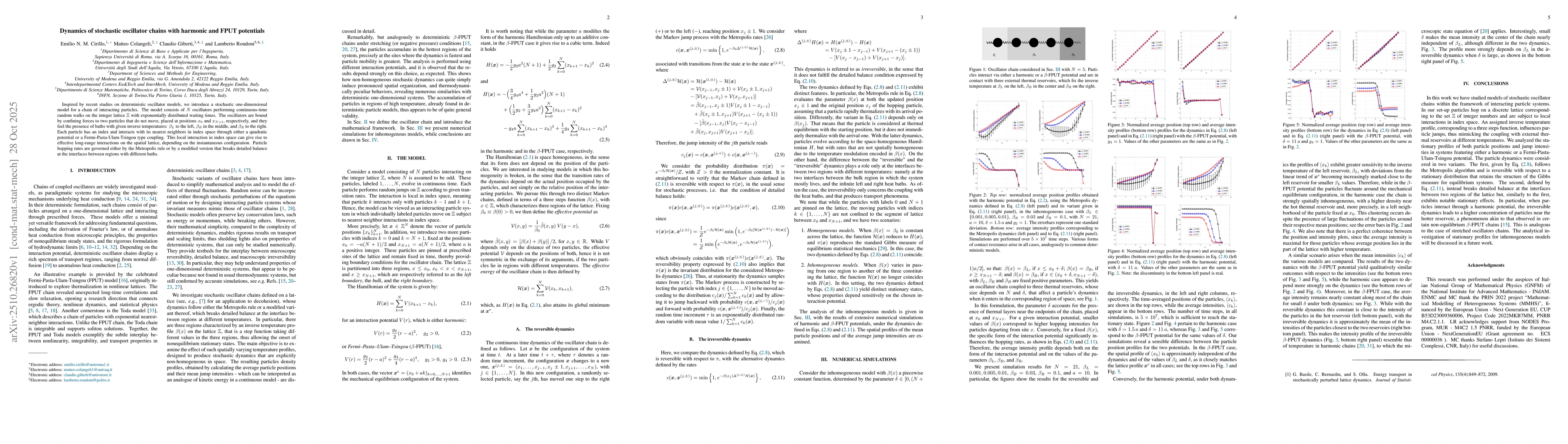 Thumbnail for Dynamics of stochastic oscillator chains with harmonic and FPUT
  potentials