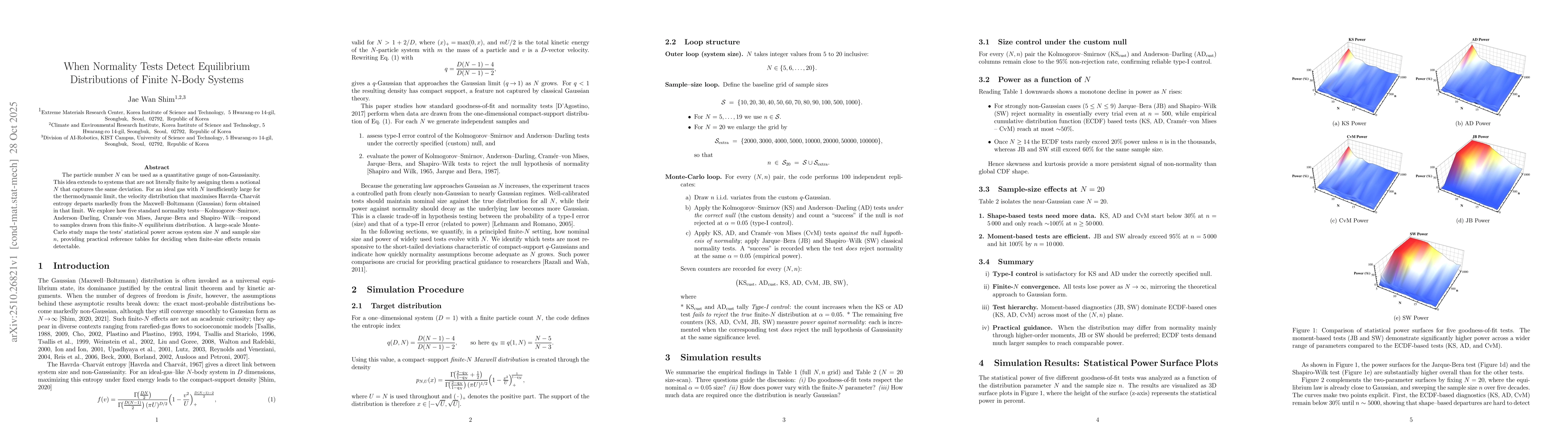 Thumbnail for When Normality Tests Detect Equilibrium Distributions of Finite N-Body
  Systems