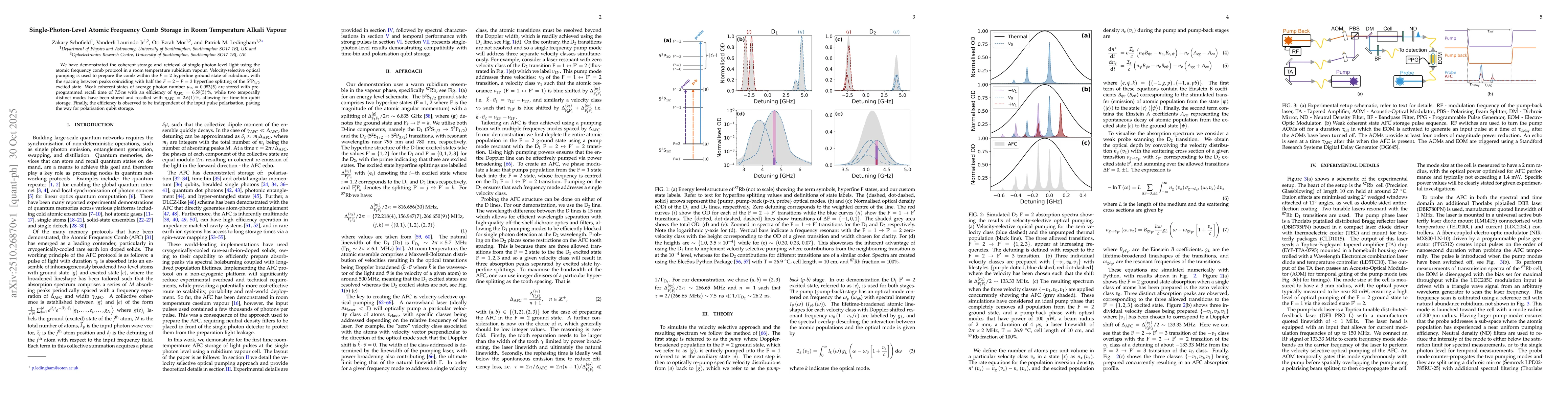 Thumbnail for Single-Photon-Level Atomic Frequency Comb Storage in Room Temperature
  Alkali Vapour