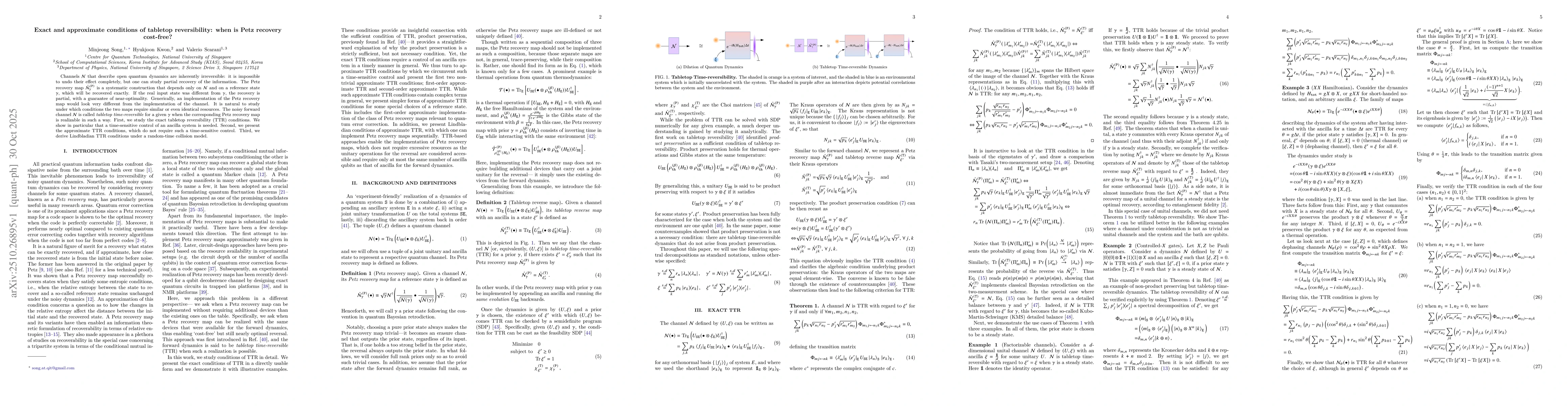 Thumbnail for Exact and approximate conditions of tabletop reversibility: when is Petz
  recovery cost-free?