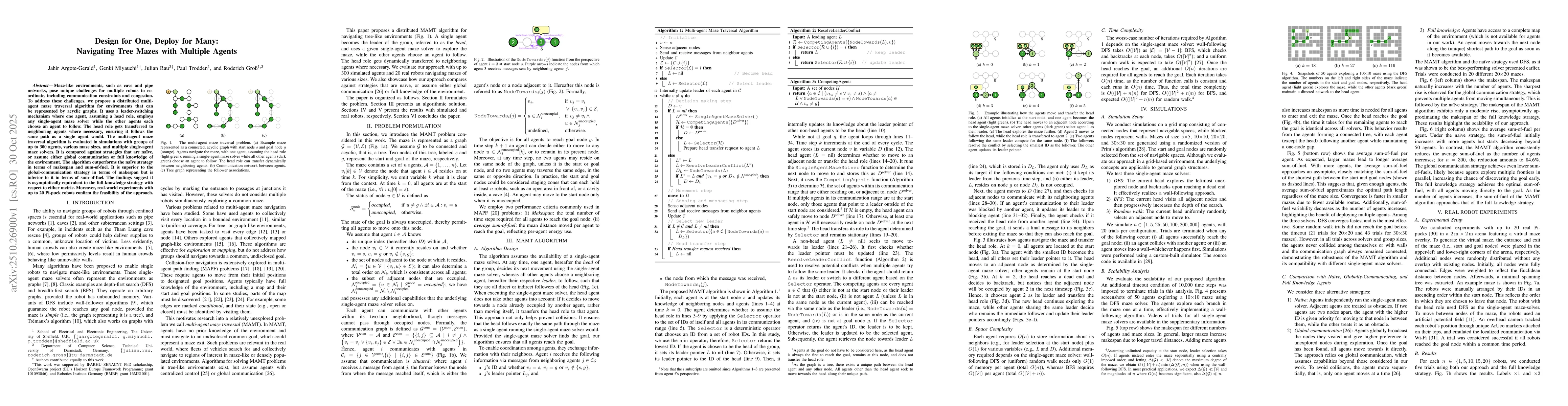 Thumbnail for Design for One, Deploy for Many: Navigating Tree Mazes with Multiple
  Agents