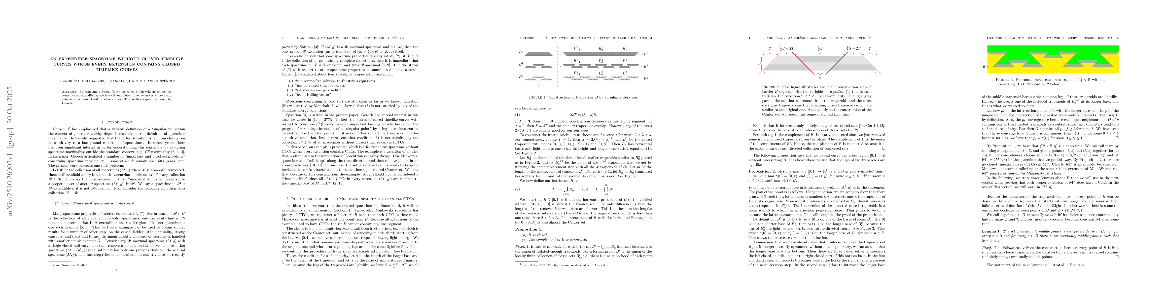 Thumbnail for An extendible spacetime without closed timelike curves whose every
  extension contains closed timelike curves