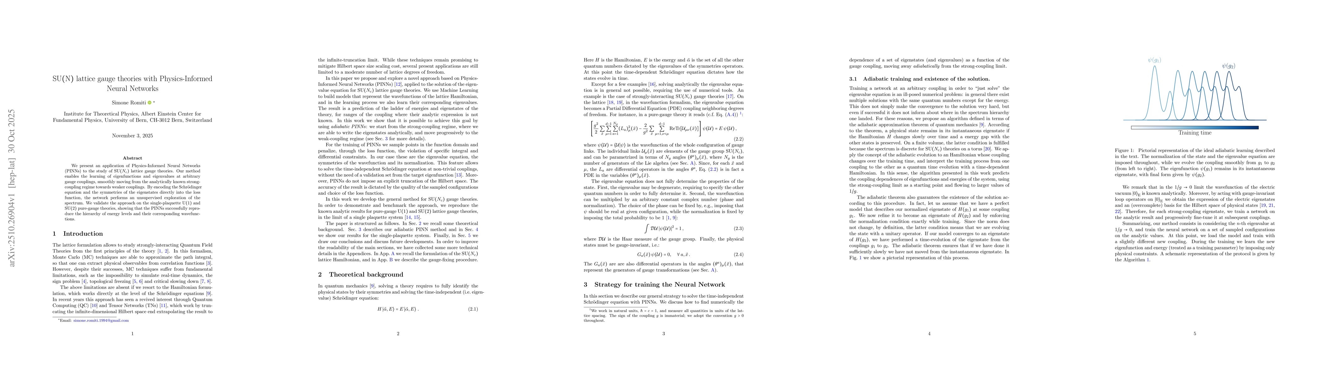 Thumbnail for $\mathrm{SU(N)}$ lattice gauge theories with Physics-Informed Neural
  Networks