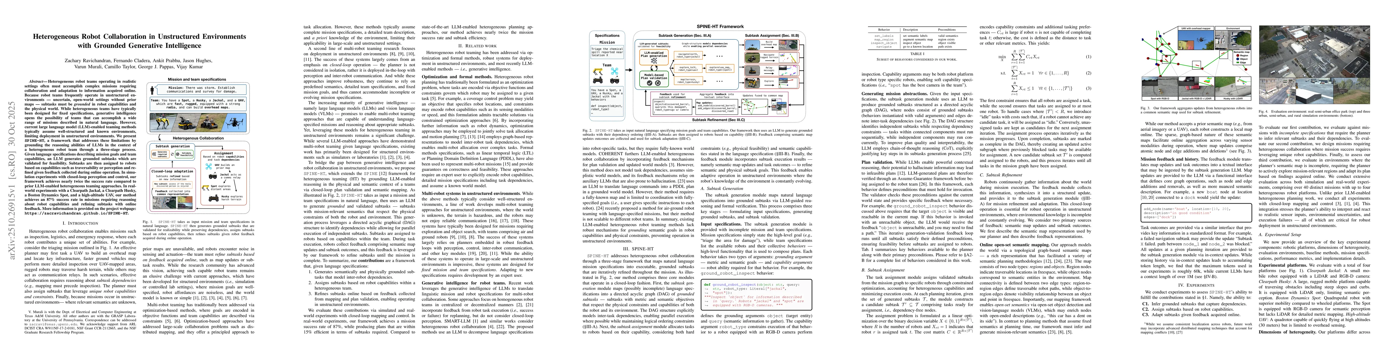 Thumbnail for Heterogeneous Robot Collaboration in Unstructured Environments with
  Grounded Generative Intelligence