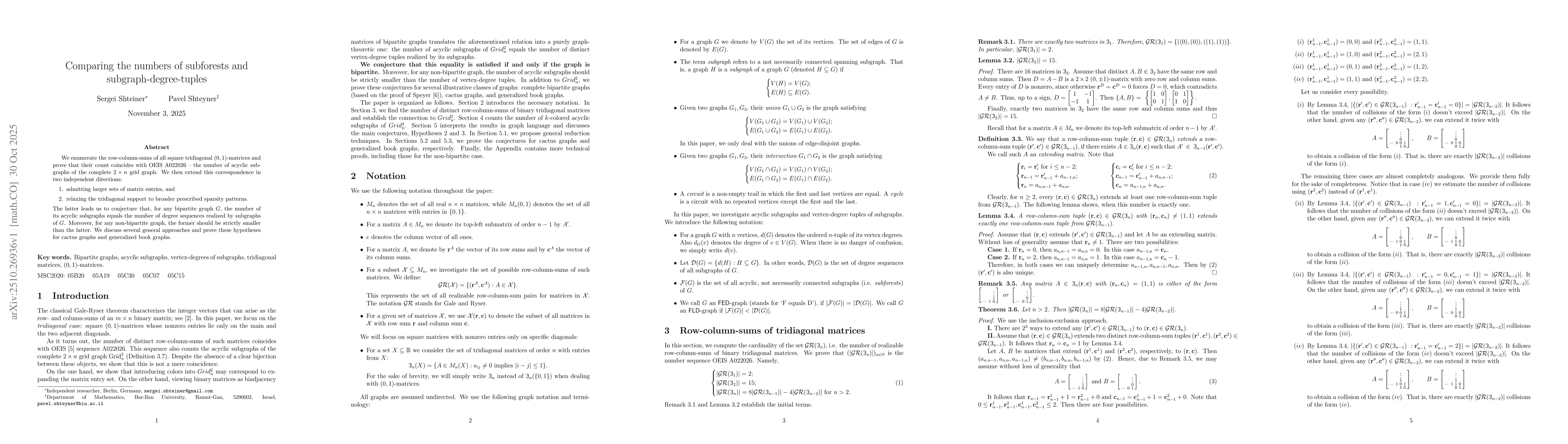 Thumbnail for Comparing the numbers of subforests and subgraph-degree-tuples