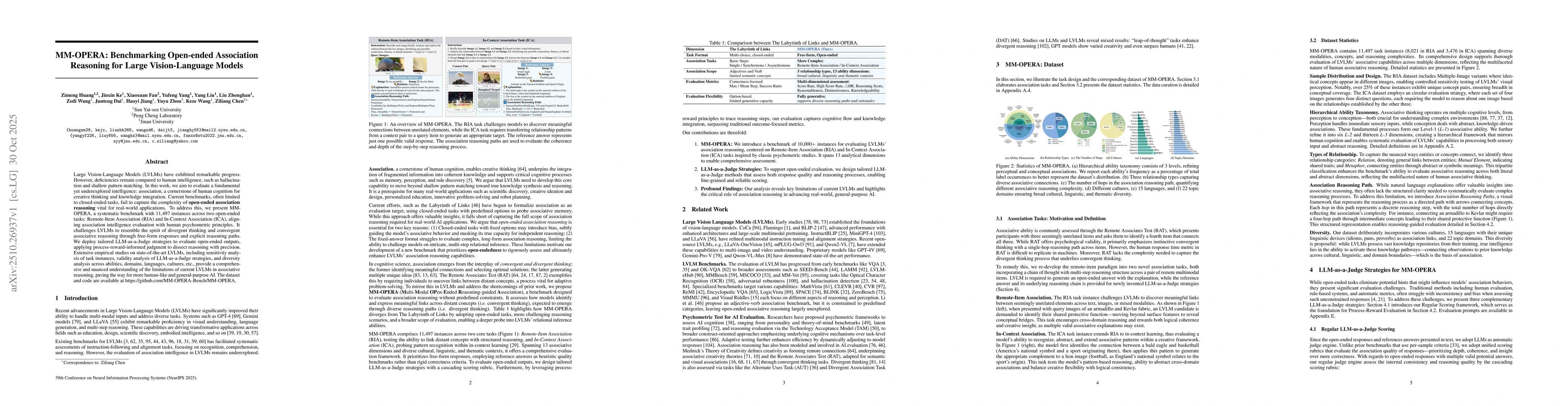 Thumbnail for MM-OPERA: Benchmarking Open-ended Association Reasoning for Large
  Vision-Language Models