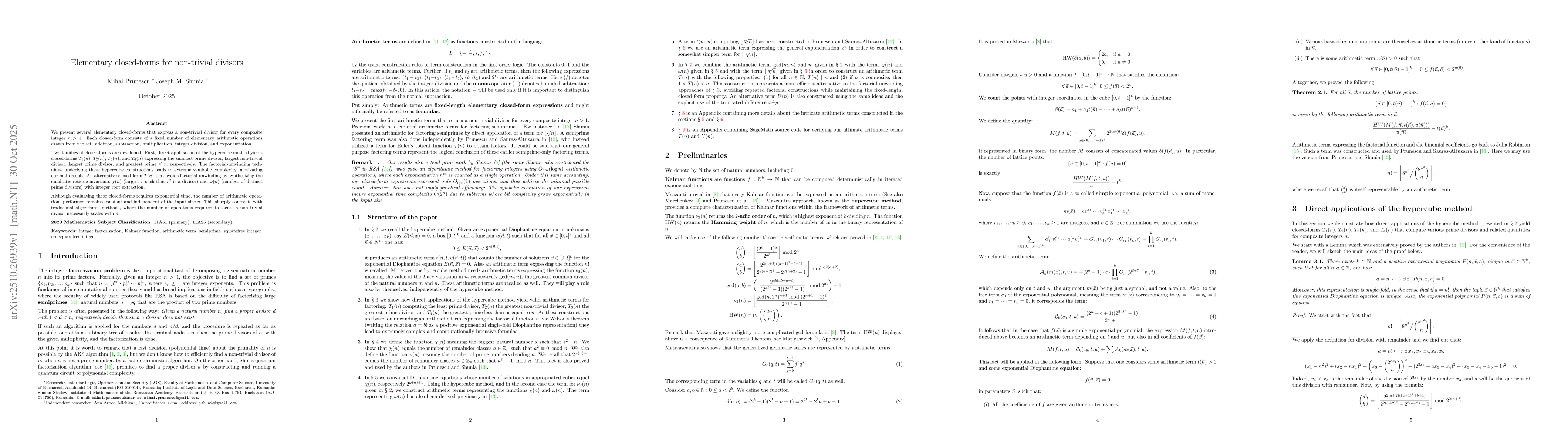 Thumbnail for Elementary closed-forms for non-trivial divisors