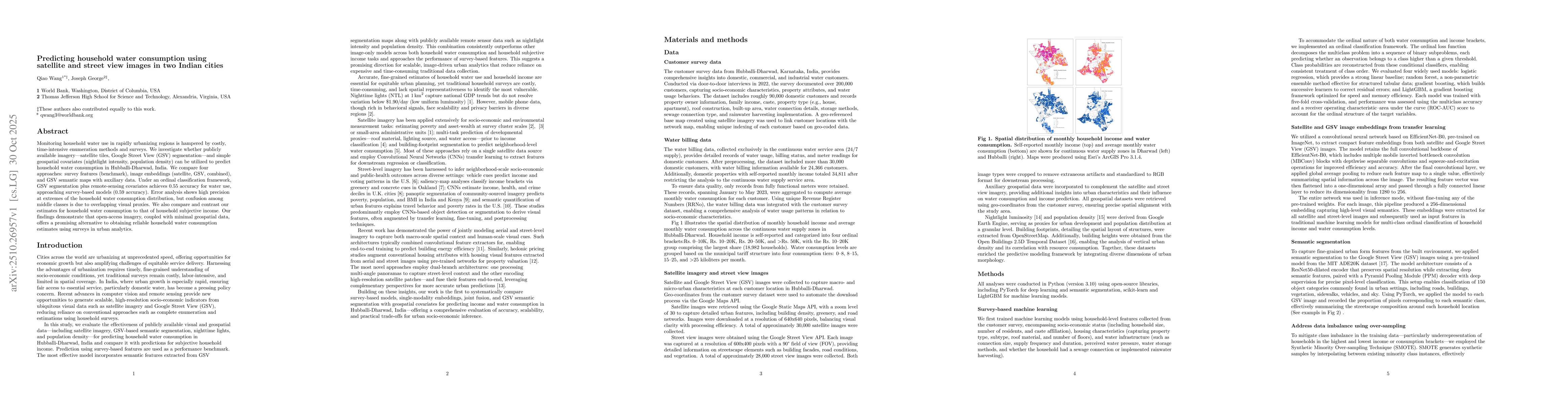 Thumbnail for Predicting Household Water Consumption Using Satellite and Street View
  Images in Two Indian Cities